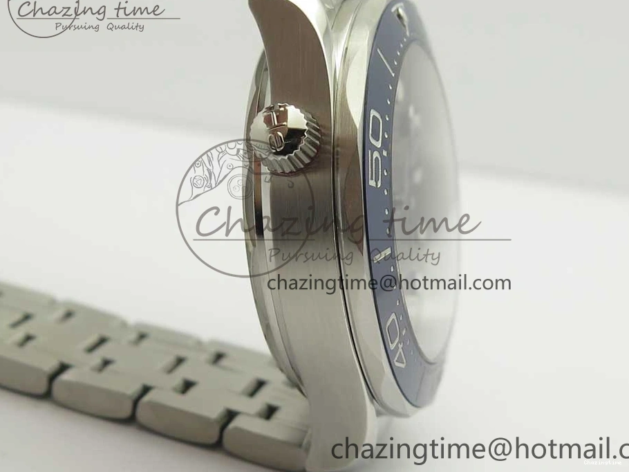 0113 Effortless 2018 Seamaster Diver 300M OMF Best Edition Blue Ceramic Gray Dial on SS Bracelet A8800 (Black Balance Wheel) 7958